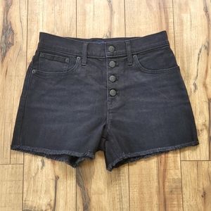 NWT Button-front denim shorts in washed black